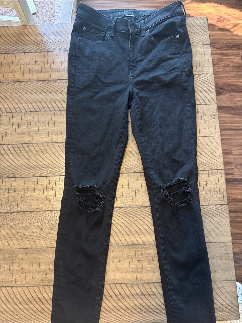 American Eagle Outfitters Black Distressed Skinny Jeans